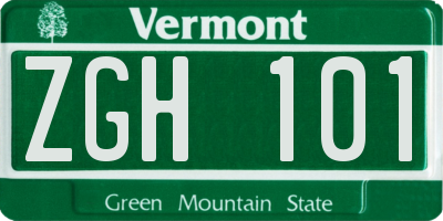 VT license plate ZGH101