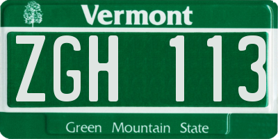 VT license plate ZGH113