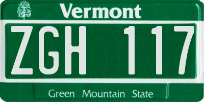 VT license plate ZGH117