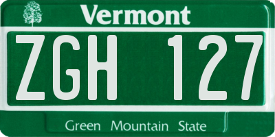 VT license plate ZGH127