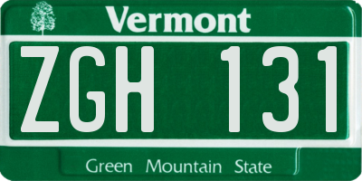 VT license plate ZGH131
