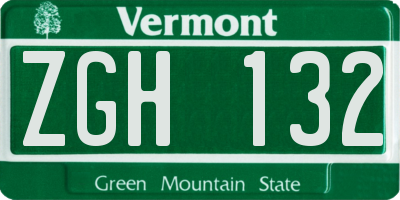 VT license plate ZGH132