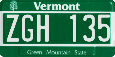 VT license plate ZGH135