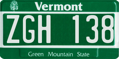 VT license plate ZGH138