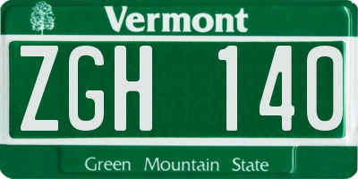 VT license plate ZGH140