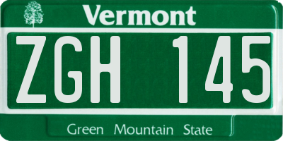 VT license plate ZGH145