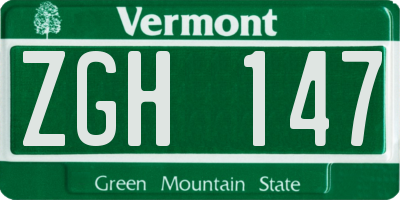 VT license plate ZGH147