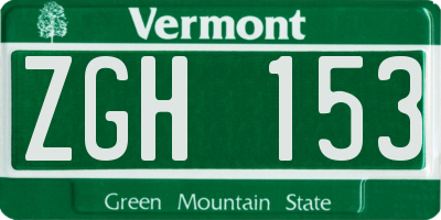 VT license plate ZGH153