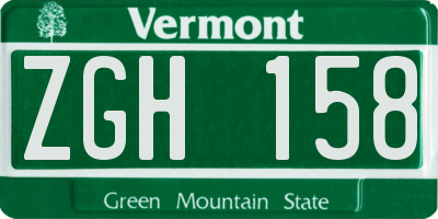 VT license plate ZGH158