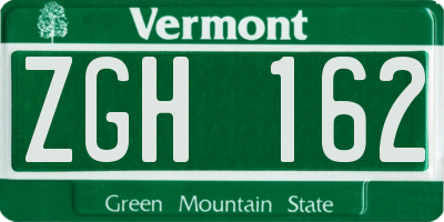 VT license plate ZGH162