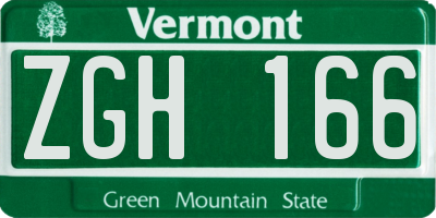 VT license plate ZGH166