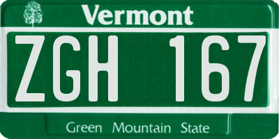 VT license plate ZGH167