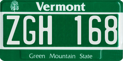 VT license plate ZGH168