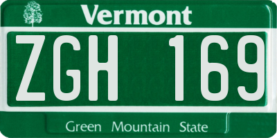 VT license plate ZGH169