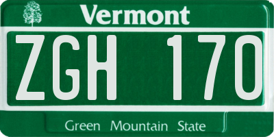 VT license plate ZGH170