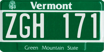 VT license plate ZGH171