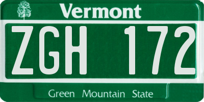 VT license plate ZGH172