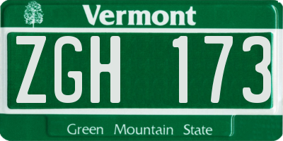 VT license plate ZGH173