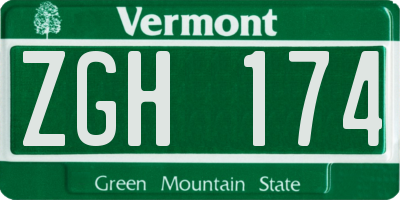 VT license plate ZGH174