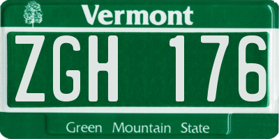 VT license plate ZGH176