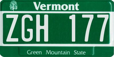 VT license plate ZGH177