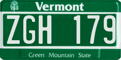 VT license plate ZGH179