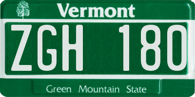 VT license plate ZGH180