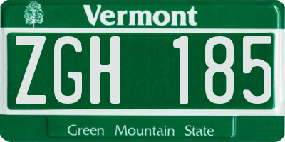 VT license plate ZGH185