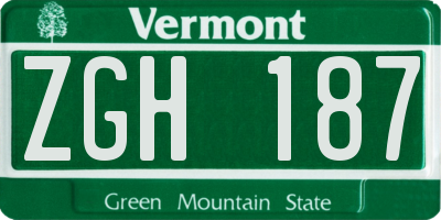 VT license plate ZGH187