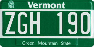 VT license plate ZGH190