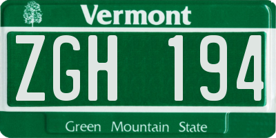 VT license plate ZGH194