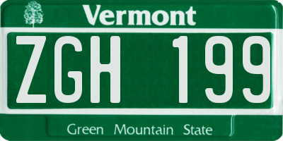 VT license plate ZGH199