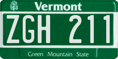 VT license plate ZGH211