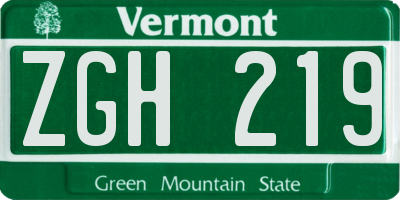 VT license plate ZGH219