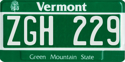 VT license plate ZGH229
