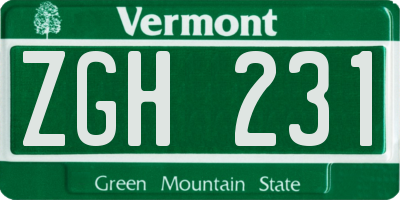 VT license plate ZGH231
