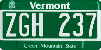 VT license plate ZGH237