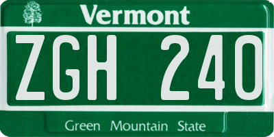VT license plate ZGH240