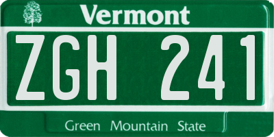 VT license plate ZGH241