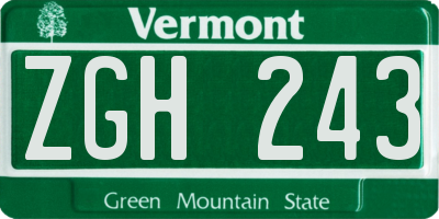 VT license plate ZGH243
