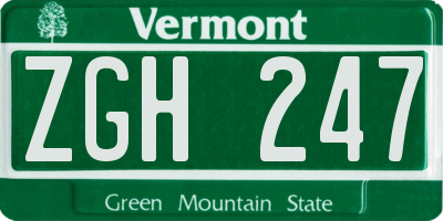 VT license plate ZGH247