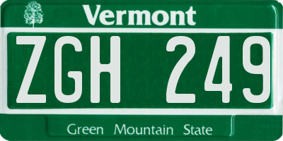 VT license plate ZGH249