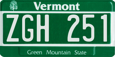 VT license plate ZGH251