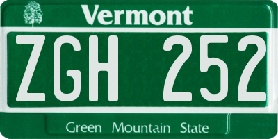 VT license plate ZGH252