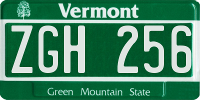 VT license plate ZGH256