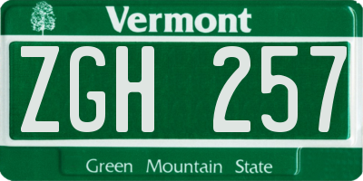 VT license plate ZGH257