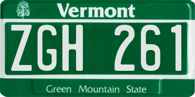 VT license plate ZGH261