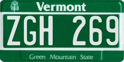 VT license plate ZGH269