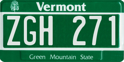 VT license plate ZGH271