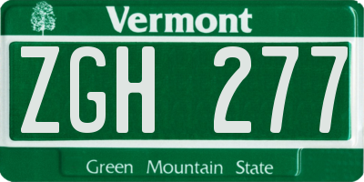 VT license plate ZGH277